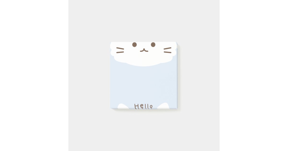 Pastel Blue and white Cute Cat Post-it Notes | Zazzle