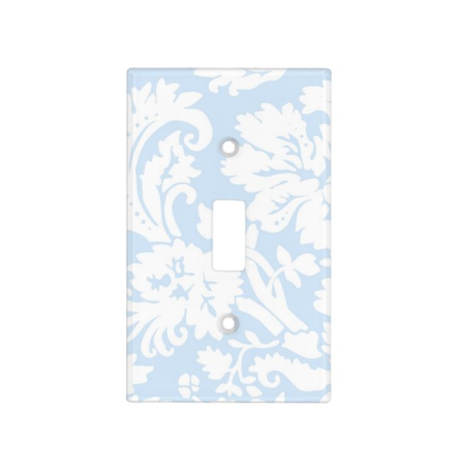 Pastel Blue and White Damask Light Switch Cover (Front)