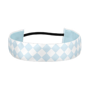 Pastel Blue and White Diamond Checkered Pattern Athletic Headband