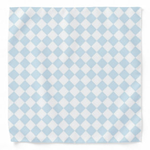Pastel Blue and White Diamond Checkered Pattern Bandana