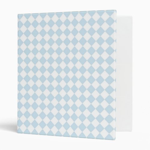 Pastel Blue and White Diamond Checkered Pattern Binder