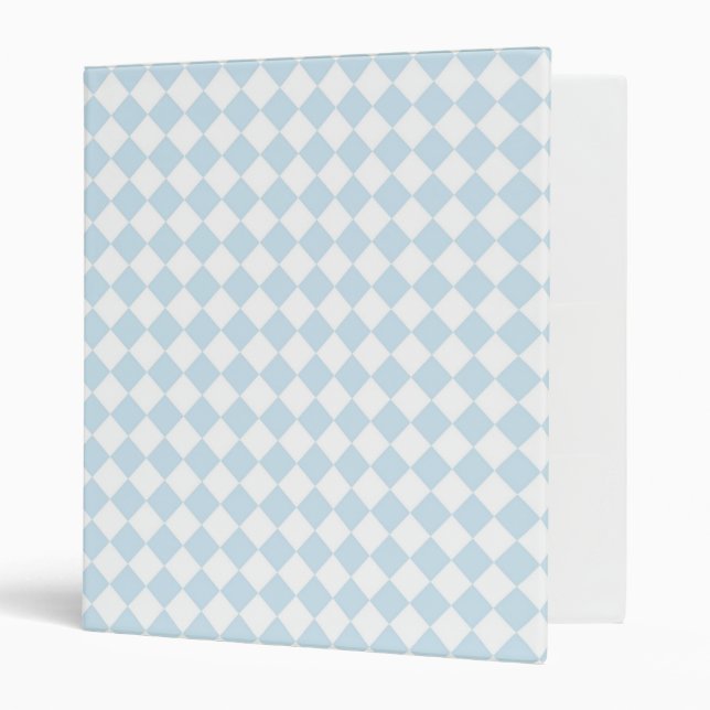 Pastel Blue and White Diamond Checkered Pattern Binder (Front/Inside)