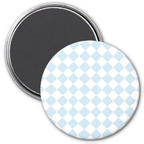 Pastel Blue and White Diamond Checkered Pattern Magnet