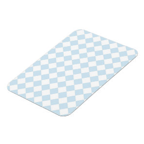 Pastel Blue and White Diamond Checkered Pattern Magnet