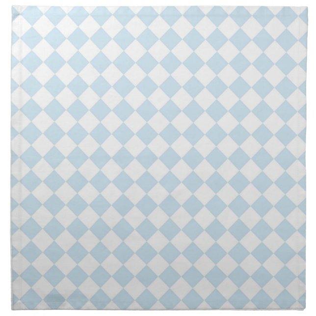 Pastel Blue and White Diamond Checkered Pattern Napkin (Front)