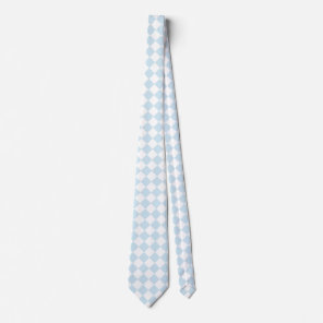 Pastel Blue and White Diamond Checkered Pattern Neck Tie