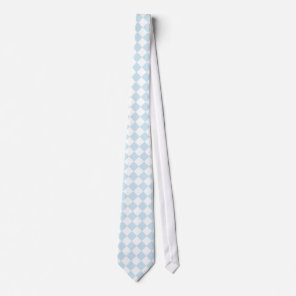 Pastel Blue and White Diamond Checkered Pattern Neck Tie