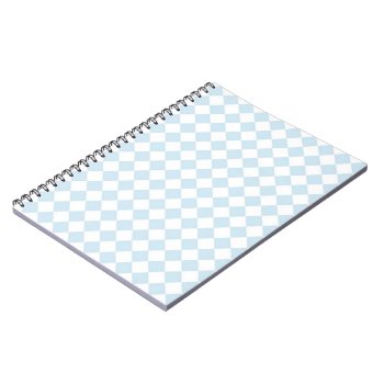 Pastel Blue And White Diamond Checkered Pattern Notebook by sumwoman at Zazzle