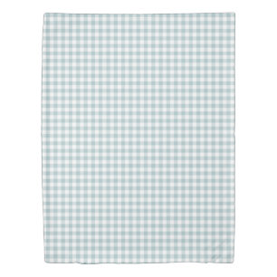 Pastel Blue and White Gingham Pattern Duvet Cover