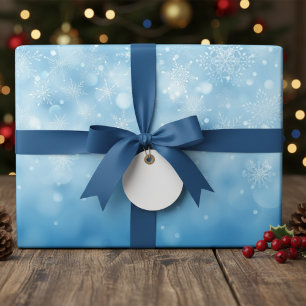 Pastel Blue and White Snowflake Christmas Wrapping Paper