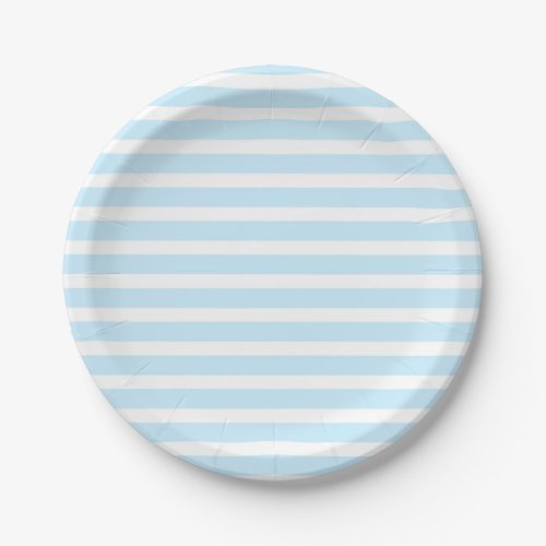 Pastel Blue and White Stripes Paper Plates