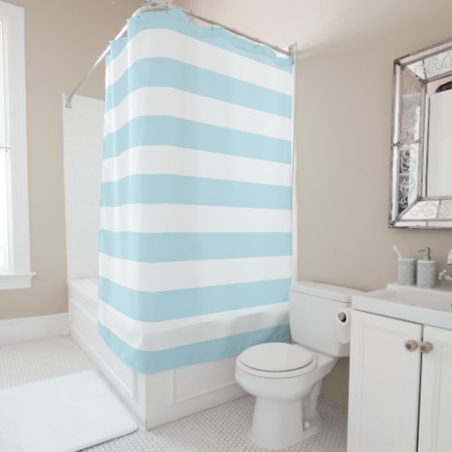 Pastel Blue and White Stripes Shower Curtain