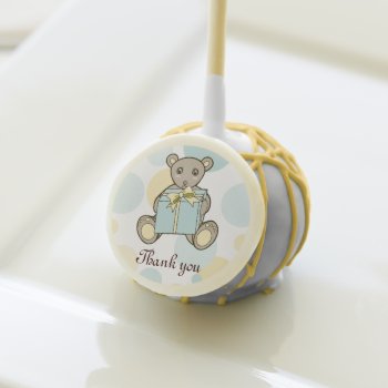 Pastel Blue And Yellow Cute Teddy Bear Thank You Cake Pops by WindUpEgg at Zazzle