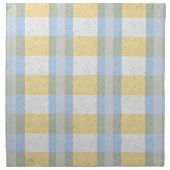 Pastel Blue And Yellow Plaid Pattern Napkin by MHDesignStudio at Zazzle
