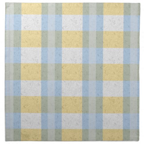 Pastel Blue and Yellow Plaid Pattern Napkin