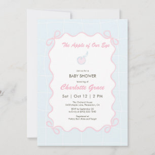 Pastel Blue Apple Baby Shower Invitation