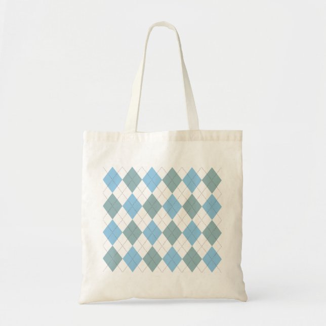Pastel Blue Argyle Pattern Tote Bag (Front)