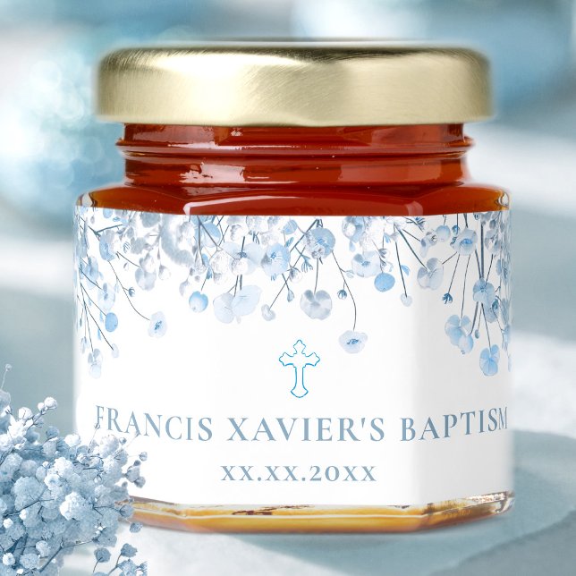 pastel blue Baby's breath Baptism Honey Jar Favors (Creator Uploaded)