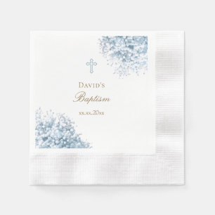 pastel blue baby's breath flowers Baptism Napkins