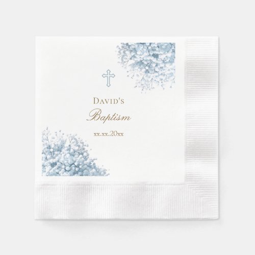 pastel blue baby's breath flowers Baptism