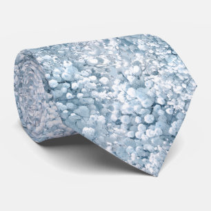 pastel blue Baby's Breath flowers Neck Tie