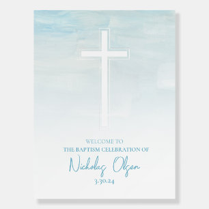 Pastel Blue Baptism Welcome Sign Foam Board