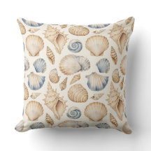 PASTEL BLUE & BEIGE TROPICAL SEASHELLS