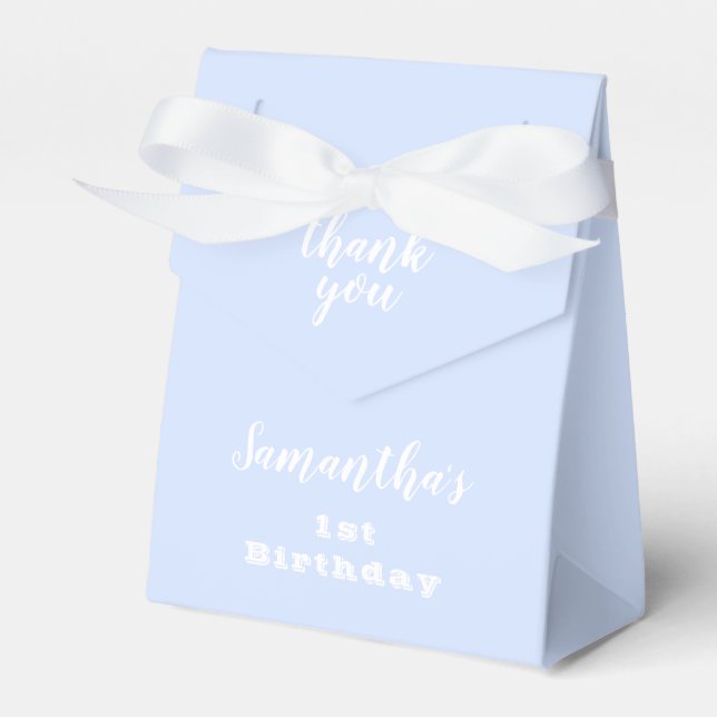 Pastel Blue Birthday Thank You Favor Boxes (Front Side)