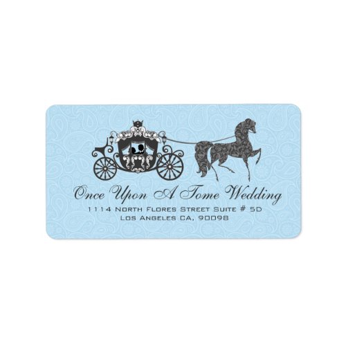 Pastel Blue  Black Wedding Horse  Carriage Label