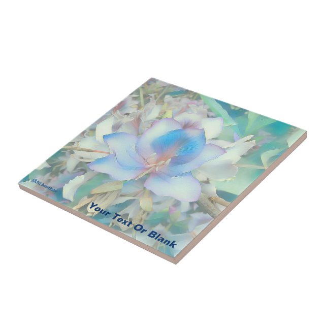 Pastel Blue Blossom Ceramic Tile (Side)