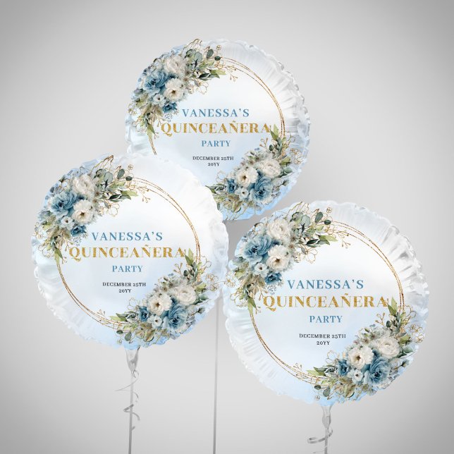 Pastel blue boho florals eucalyptus gold party  balloon (Pastel blue boho florals eucalyptus gold party balloon

)