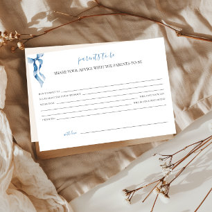 Pastel Blue Bow Baby Shower Advice for the parents Holiday Card