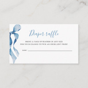 Pastel Blue Bow Baby Shower Diaper Raffle Enclosure Card