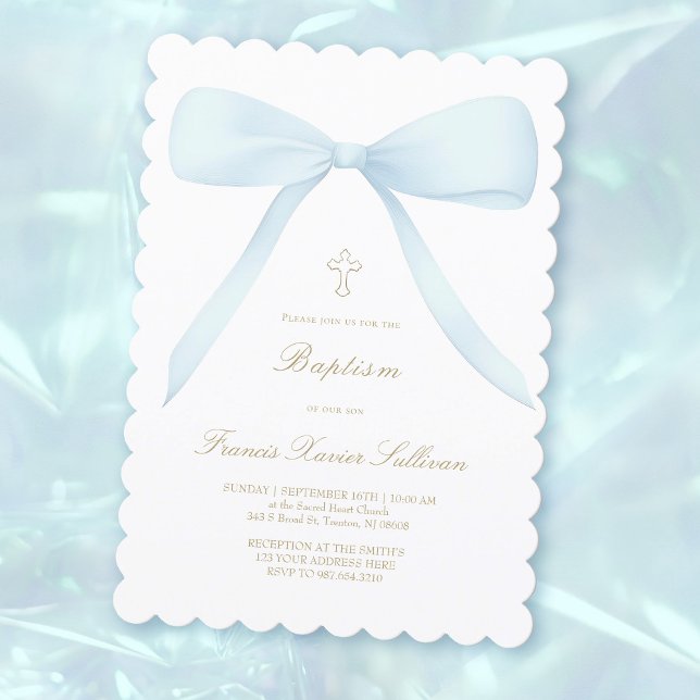 pastel blue bow | Baptism Invitation (Creator Uploaded)