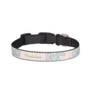 Pastel Blue Bows Pink Pet Collar