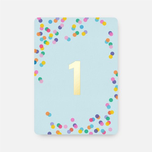 Pastel Blue Boy First Birthday Confetti Gold Foil Invitation