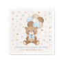 Pastel Blue Brown Teddy Bear Balloons Baby Shower Napkins