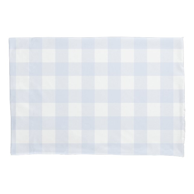 Pastel Blue Buffalo Check Rustic Pillow Case (Front)