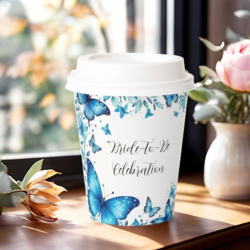 Pastel Blue Butterflies Bridal Shower Paper Cups