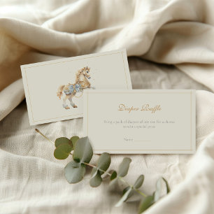 Pastel Blue Carousel Horse Diaper Raffle Enclosure Card