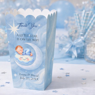Pastel Blue Celestial Moon Stars Baby Shower Favor Boxes
