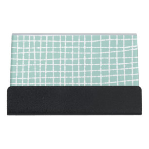 Pastel Blue Check Pattern Elegant Desk Business Card Holder
