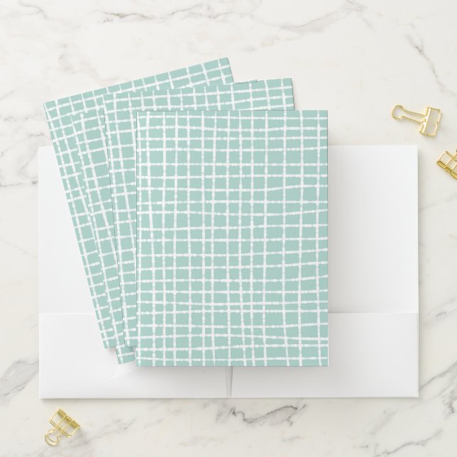 Pastel Blue Check Pattern Stylish Organization Pocket Folder (In Situ)