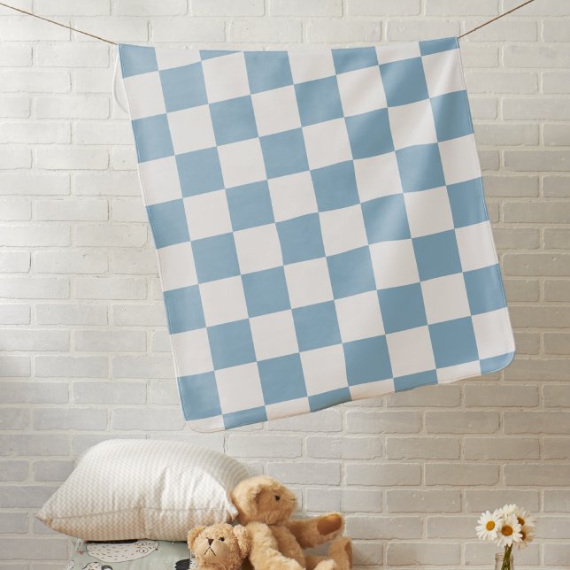 Pastel Blue Checkered Baby Boy  Baby Blanket (Creator Uploaded)