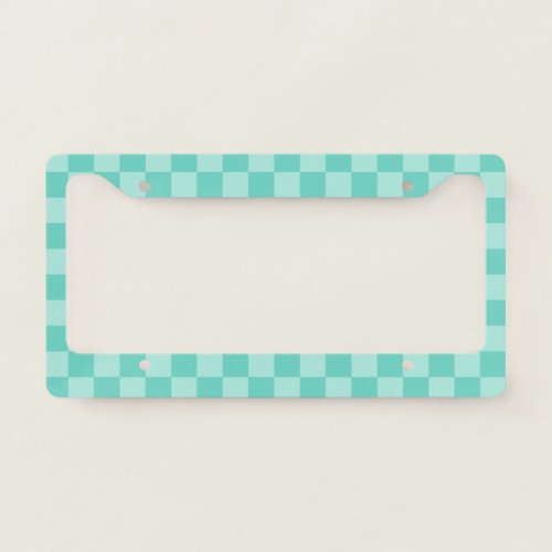 Pastel Blue Checks Checkerboard Pattern  License Plate Frame