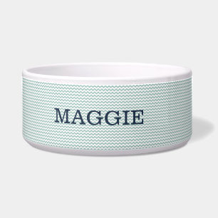 Pastel blue chevron Large Dog Bowl