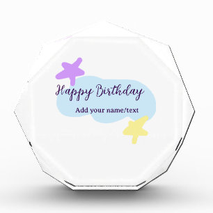 Pastel blue clouds stars purple happy birthday nam acrylic award