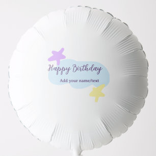 Pastel blue clouds stars purple happy birthday nam balloon