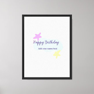 Pastel blue clouds stars purple happy birthday nam canvas print