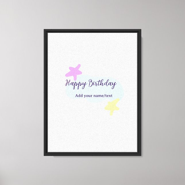 Pastel blue clouds stars purple happy birthday nam canvas print (Front)